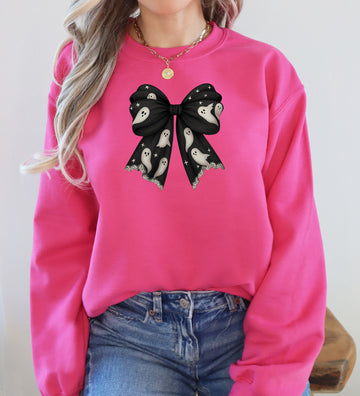 Halloween Bow, Coquette, Minimalist, Retro, Vintage, Spooky, Costume, Fall, Graphic Sweatshirt