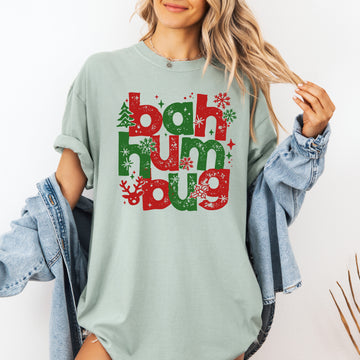 Bah Humbug Anti Christmas Naughty List Santa Party Holiday Humor Comfort Colors Tee