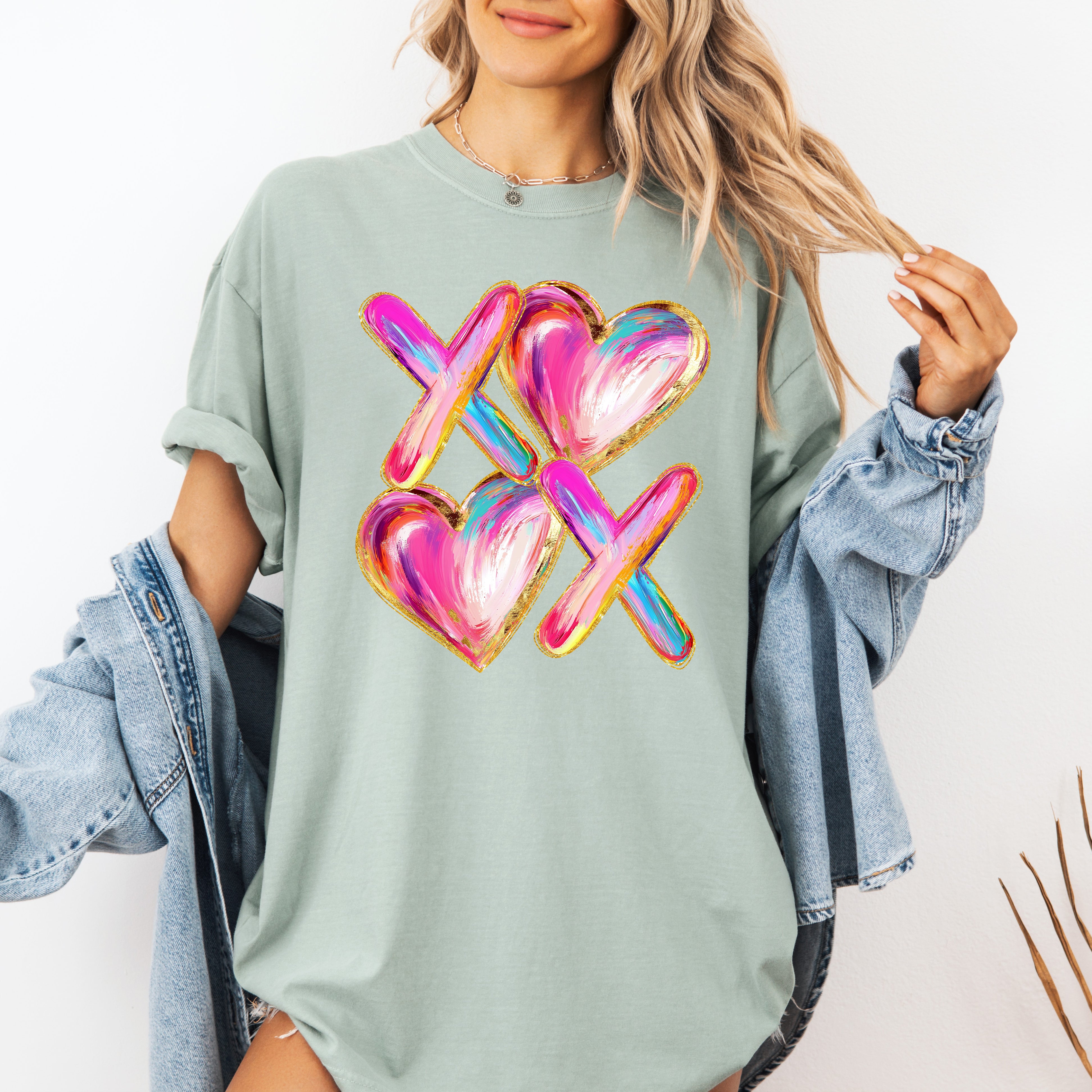 Glittery Colorful Valentine's Hearts, Real Glitter, XOXO, Gorgeous for 2026, Love, Comfort Colors T-Shirt
