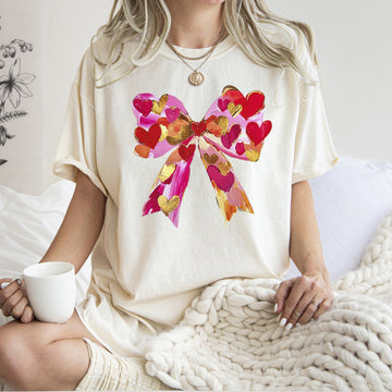 Glittery Heart Ribbon, Love, Valentine's Day, Comfort Colors T-Shirt