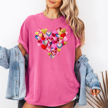 Glittery Hearts, Brush Stroke, Love, Valentine's Day, Comfort Colors T-Shirt