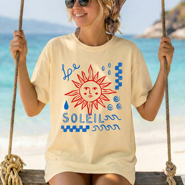 Le Soleil, Beach Ready, Vacation, Sunshine, Summer Fun, French Comfort Colors T-Shirt