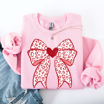 Leopard Print Bow, Valentine's Day, Heart, Love Sweatshirt