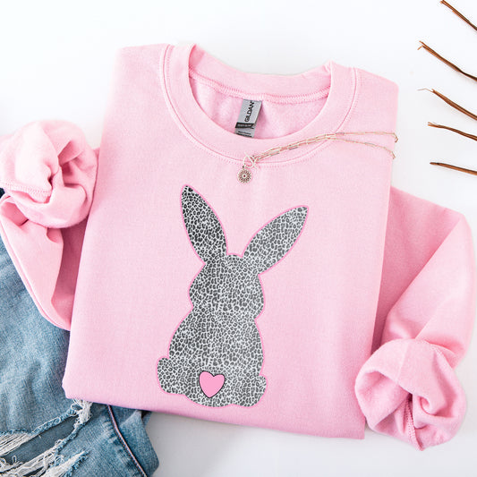 Leopard Print Bunny, Easter, Bunny, Jesus, Rabbit, Holiday Sweatshirt