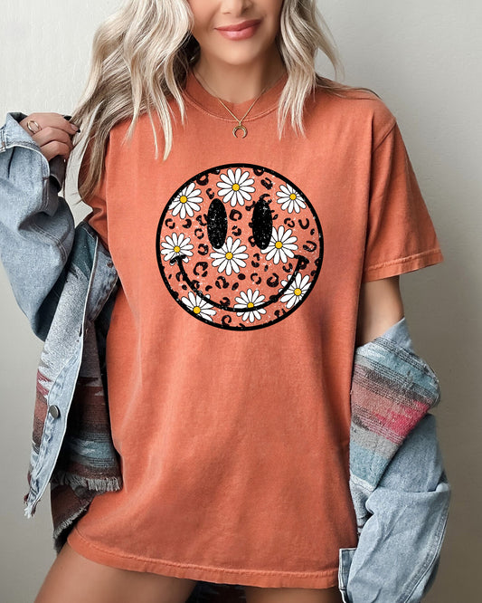 Retro Smiley, Daisies, Happy, Vintage Floral Shirt