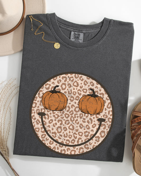 Leopard Print Smiley, Halloween, Pumpkin, Retro, Fall, Autumn Shirt