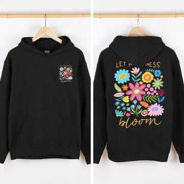 Let Kindness Bloom, Flowers, Front and Back, Mental Health, Positivity Hooded Sweatshirt