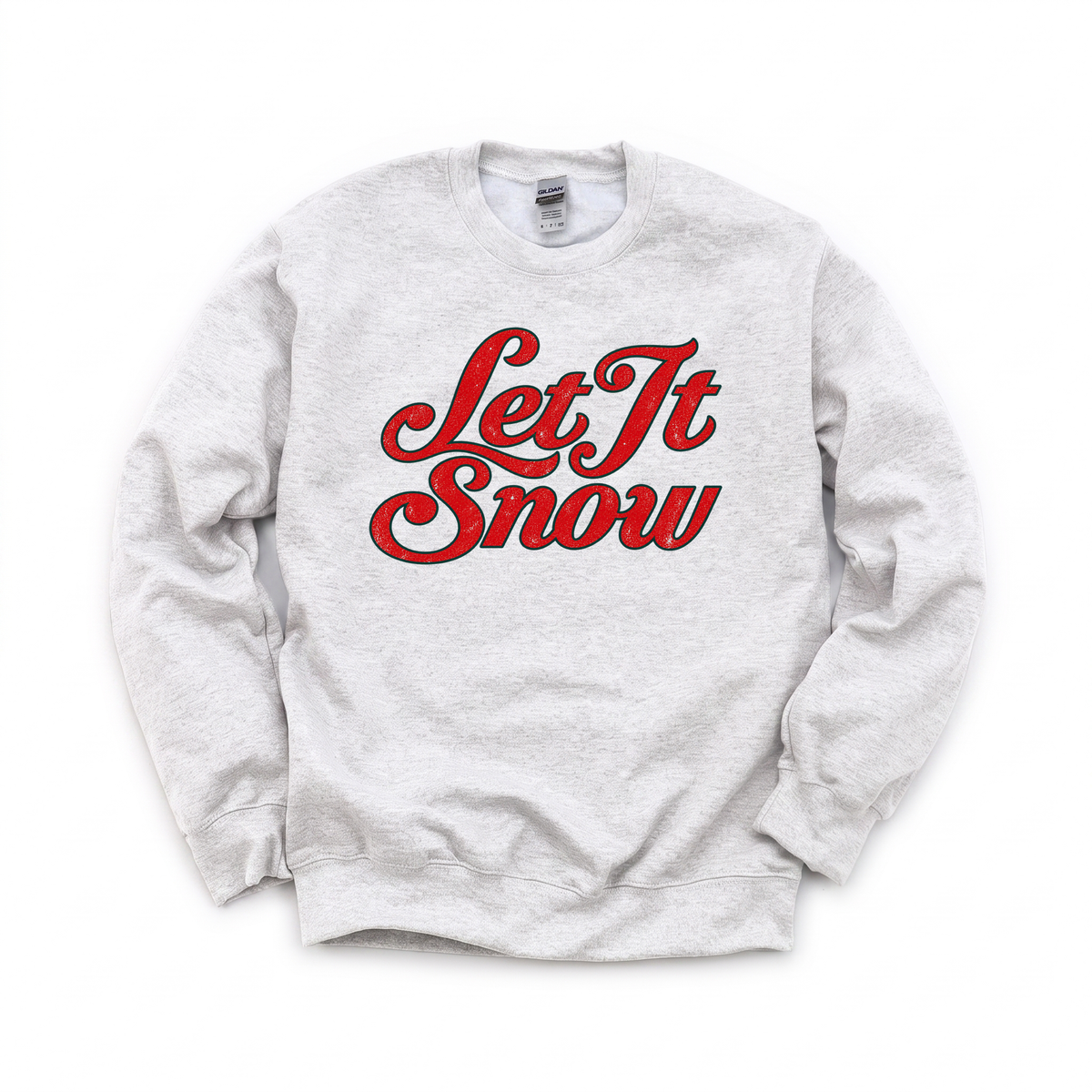 Let It Snow graphic on Gildan 18000 in Ash