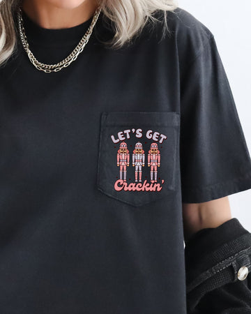 Let's Get Crackin, Pocket, Nutcrackers, Christmas, Winter, Santa, Snow, Xmas Pocket Tee Comfort Colors T-Shirt