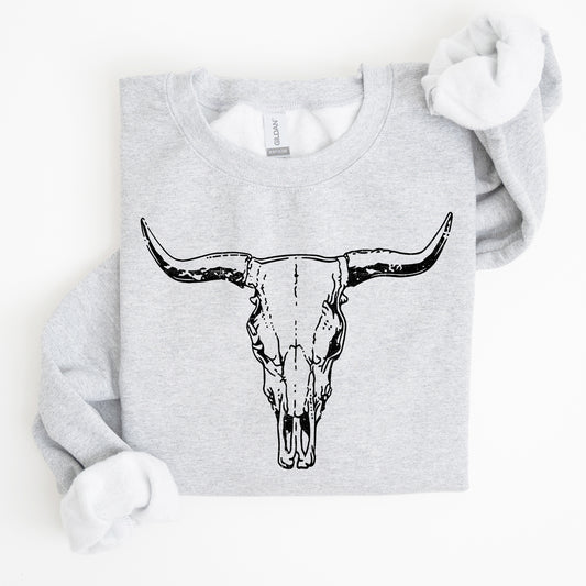 Long Horn, Cow Skull, Rodeo, Cowboy Sweatshirt