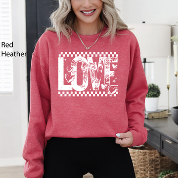 Love, Checkered, Hearts, Valentine's Day, Retro Sweatshirt