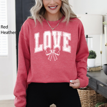 Love, Retro Bow, Valentine's Day, Ribbons, Varsity Sweatshirt