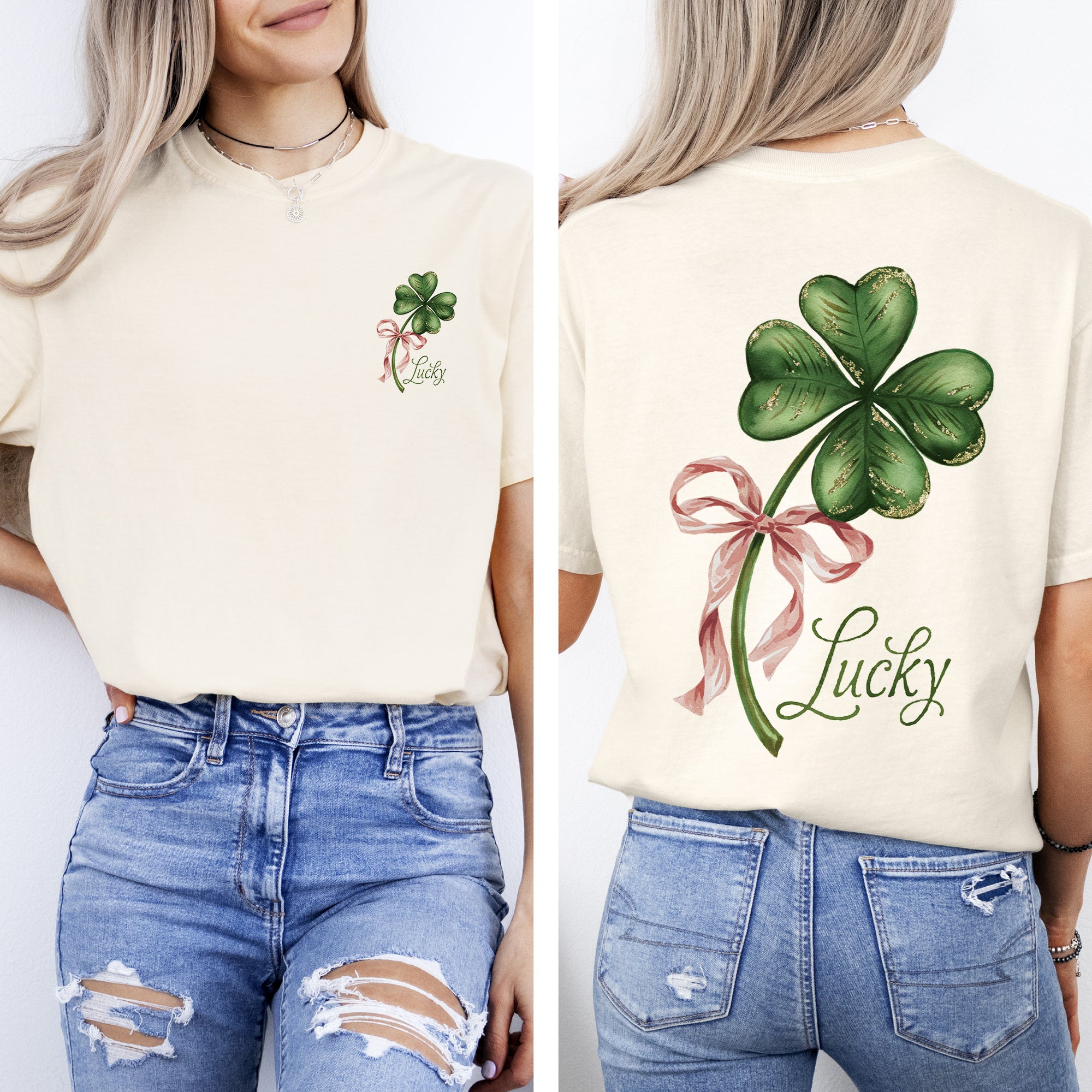Lucky, Coquette, St Patrick's Day, Shamrock, Clover, Lucky, Leprechaun Tshirt Comfort Colors T-Shirt