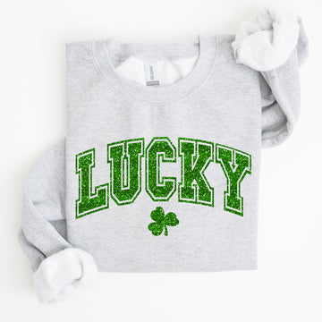 Lucky, Glitter Shamrock, St Patrick's Day Sweatshirt