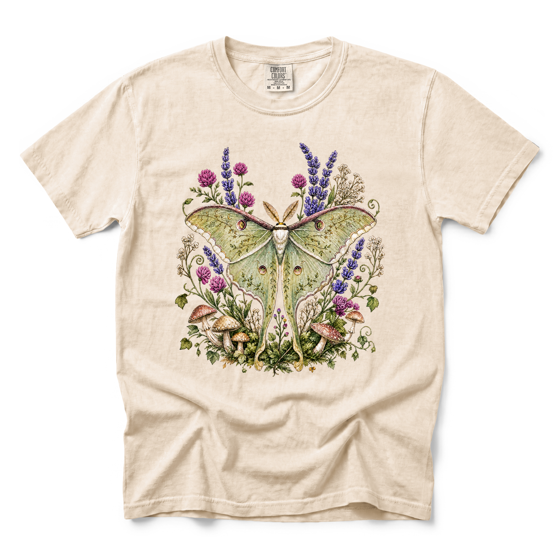 Luna Moth graphic on Comfort Colors 1717 in Ivory