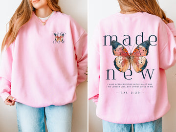 Made New, Butterfly, Faith Based, Gospel, Christian Sweatshirt