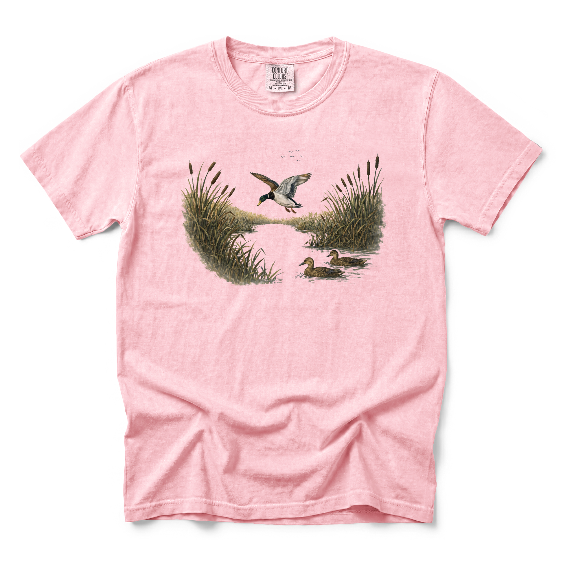 Mallard Ducks graphic on Comfort Colors 1717 in Blossom