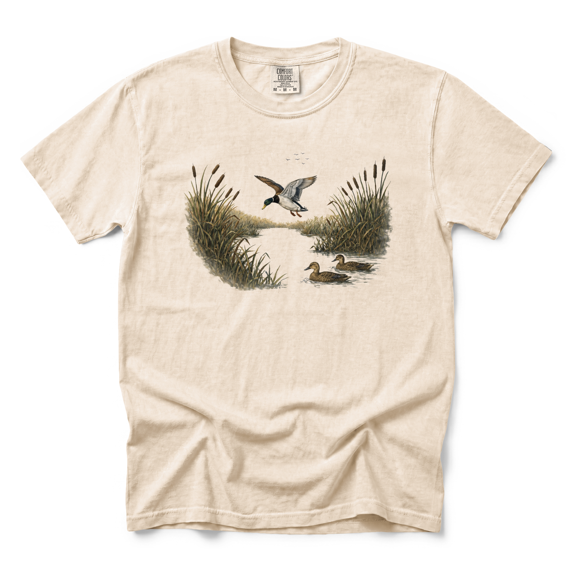 Mallard Ducks graphic on Comfort Colors 1717 in Ivory