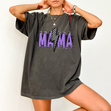 Mama Lightening Bolt, Retro, Checkered, Mother's Day, Mom Gift, Tshirt Comfort Colors T-Shirt