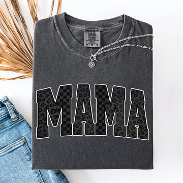 Mama, Black Leopard and Checkered, Mother's Day, Mom Life Comfort Colors T-Shirt