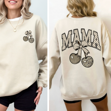 Mama Camo Checkered Cherries Hunting Camouflage Love Retro Front And Back Sweatshirt