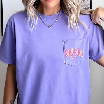 Mama, Coquette, Pocket, Ribbons, Bows Pocket Tee Comfort Colors T-Shirt