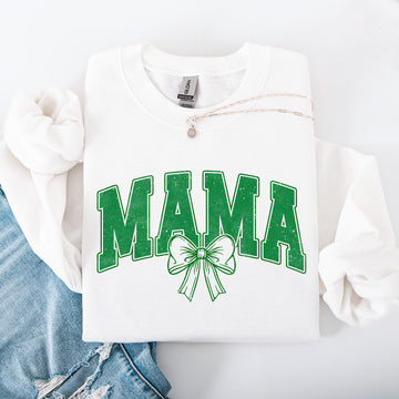 Mama, Green Bow, St Patrick's Day, Shamrock, Clover, Lucky, Leprechaun Sweatshirt