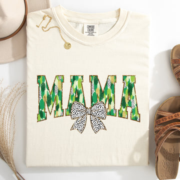 Mama, Painted, Dalmatian Bow, St Patrick's Day, Shamrock, Clover, Lucky, Leprechaun Tshirt Comfort Colors T-Shirt