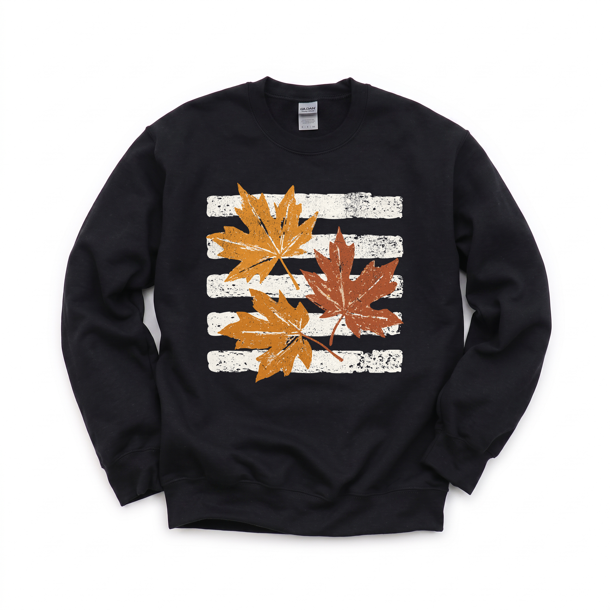 Maple Leaves graphic on Gildan 18000 in Black