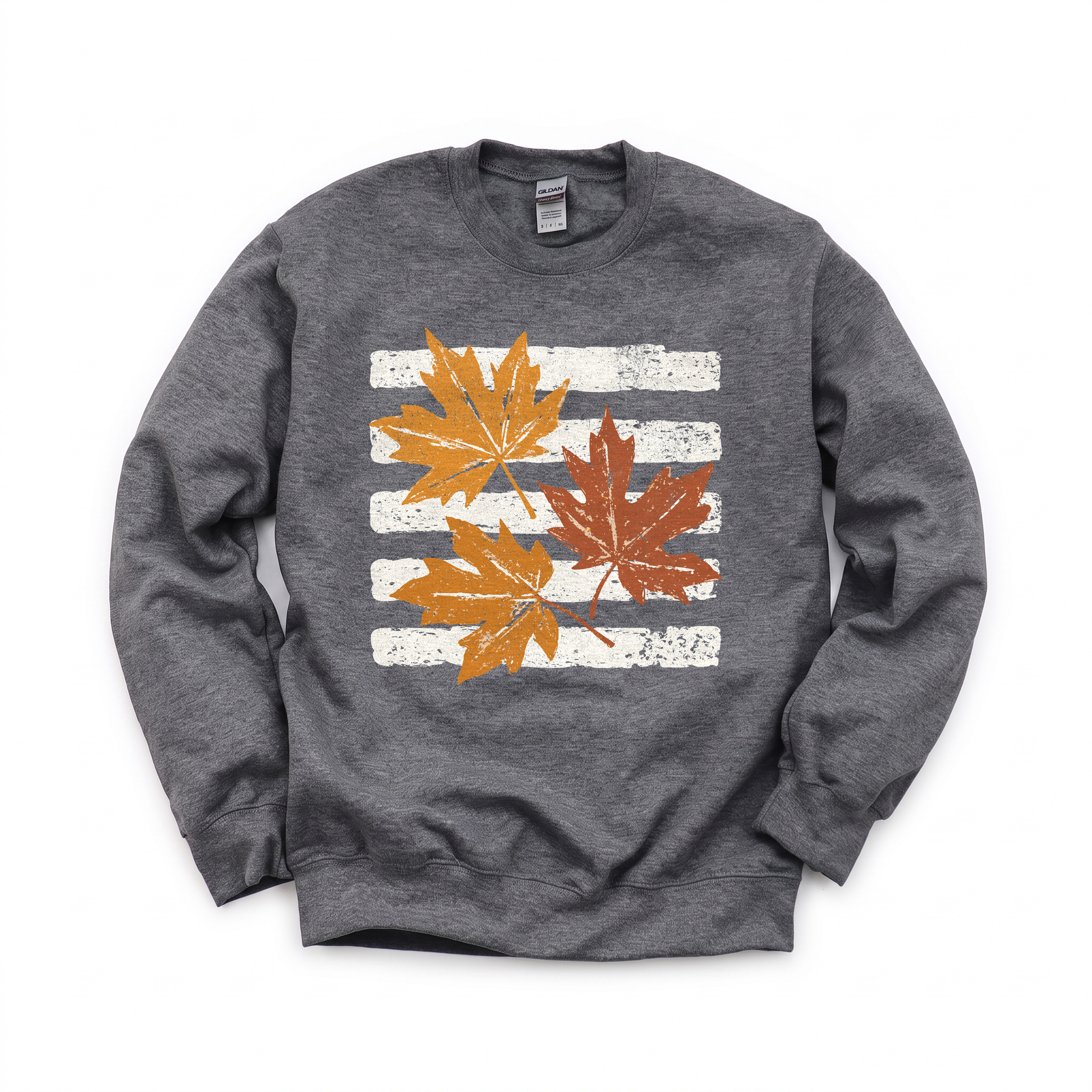 Maple Leaves graphic on Gildan 18000 in Dark Heather
