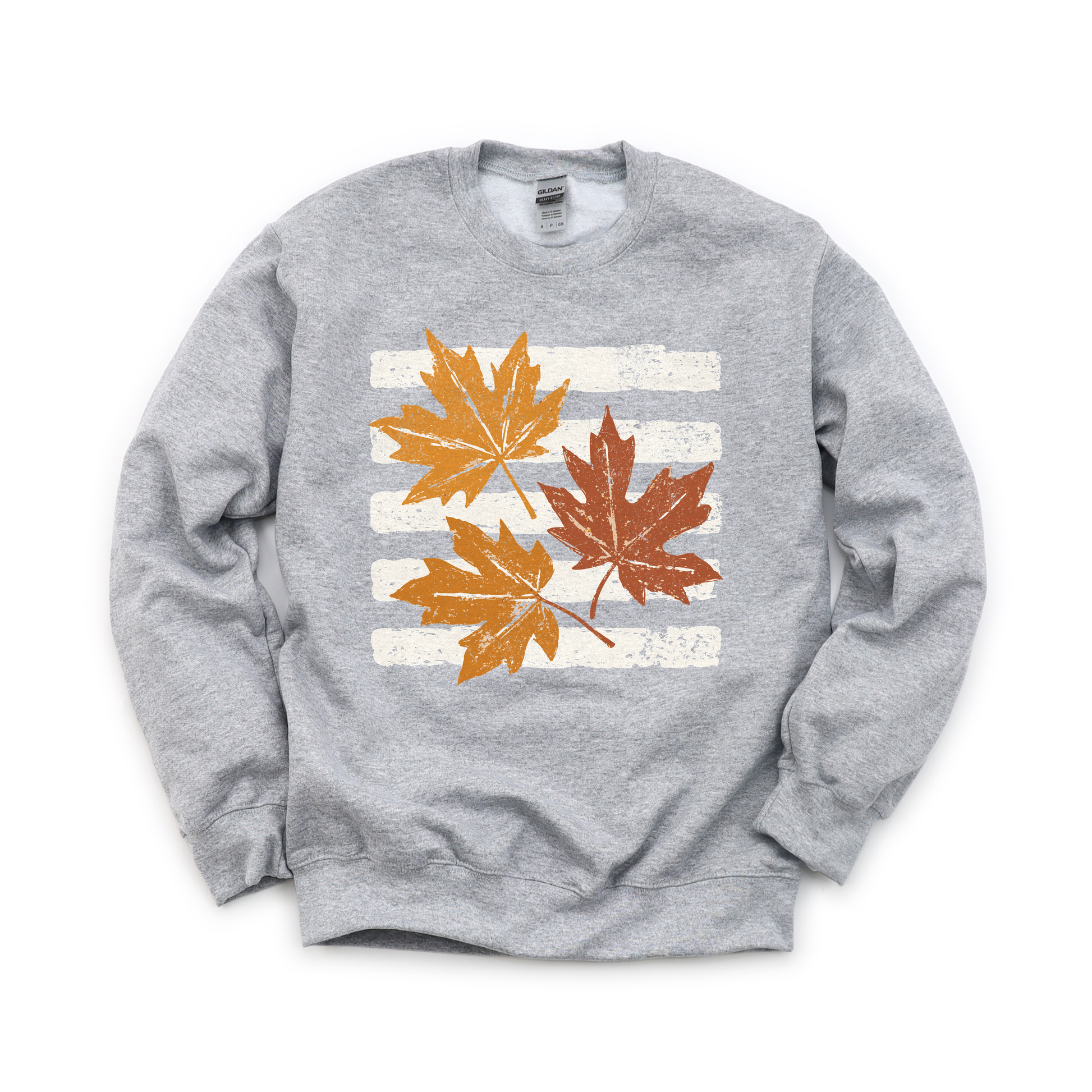 Maple Leaves graphic on Gildan 18000 in Sport Grey