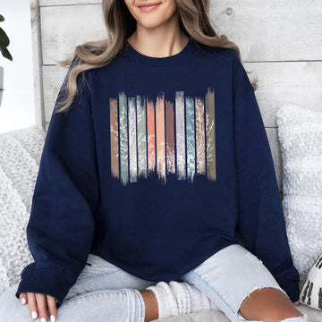 Meadow Vines, Flowers, Nature, Botanical Stripes Sweatshirt