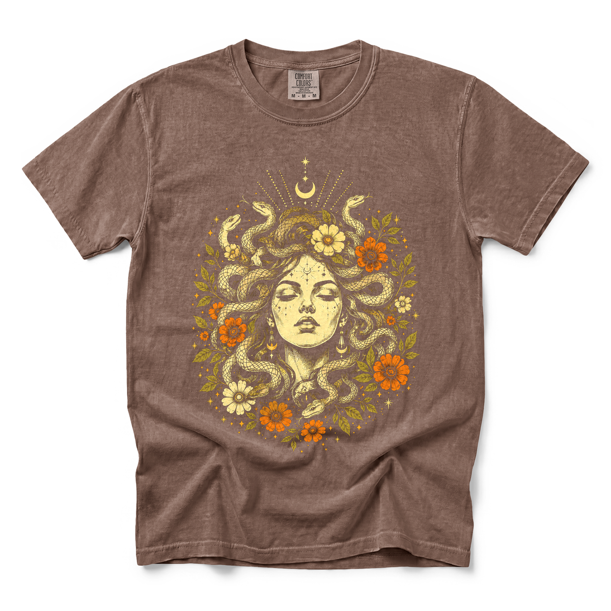 Medusa Goddess graphic on Comfort Colors 1717 in Espresso