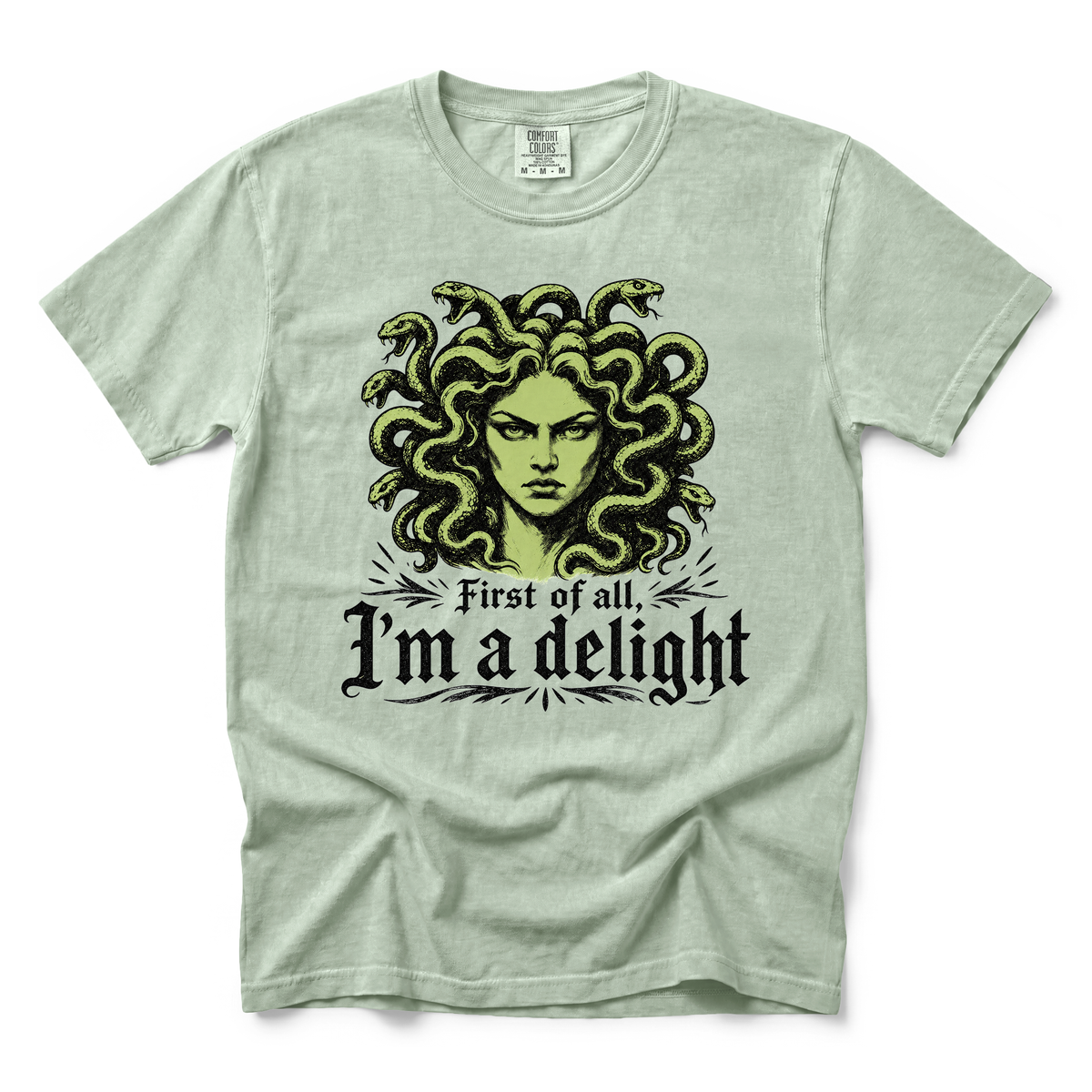 Medusa graphic on Comfort Colors 1717 in Bay