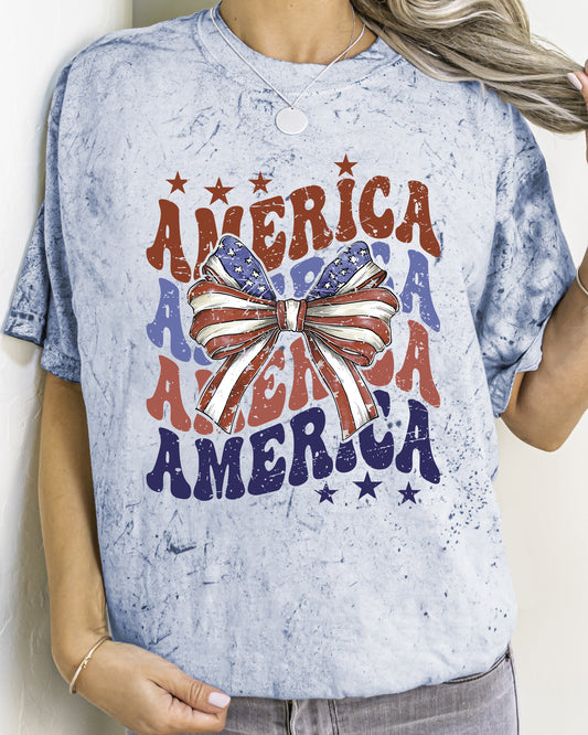 America, Patriotic Bow, Retro, USA, 4th Of July, Tshirt