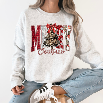 Merry Christmas Colorful, Leopard Print, Classic, Santa Sweatshirt