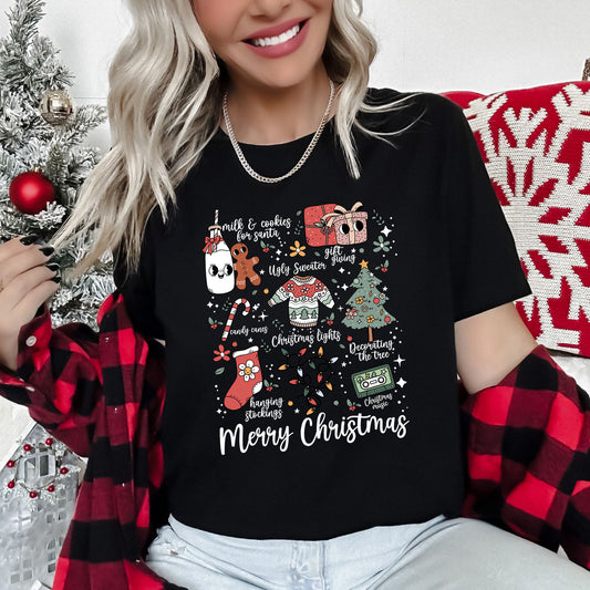 Merry Christmas Doodles, Cute, Santa, Stockings, Tree, Retro Super Soft Tees