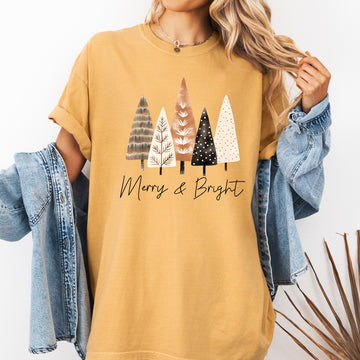 Merry and Bright, Christmas Trees, Hygge, Winter, Santa, Snow, Xmas Tshirt Comfort Colors T-Shirt