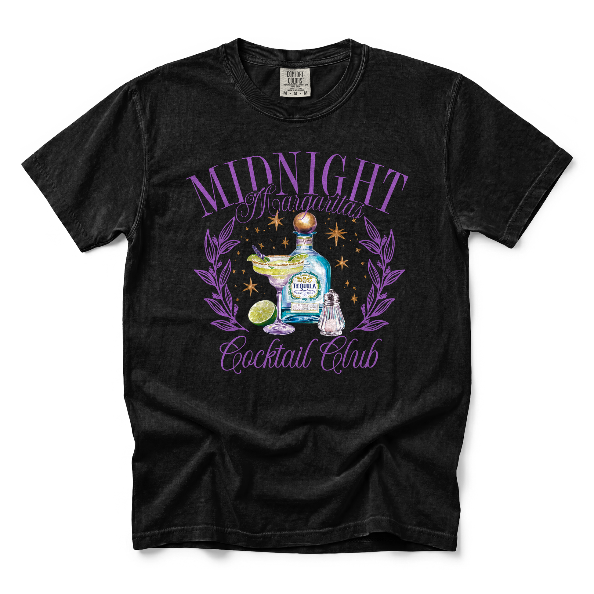 Midnight Margaritas graphic on Comfort Colors 1717 in Black