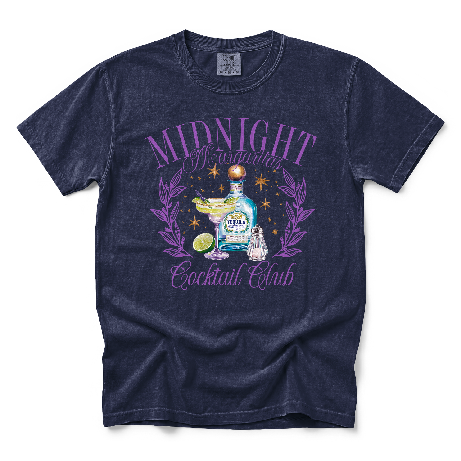 Midnight Margaritas graphic on Comfort Colors 1717 in Navy