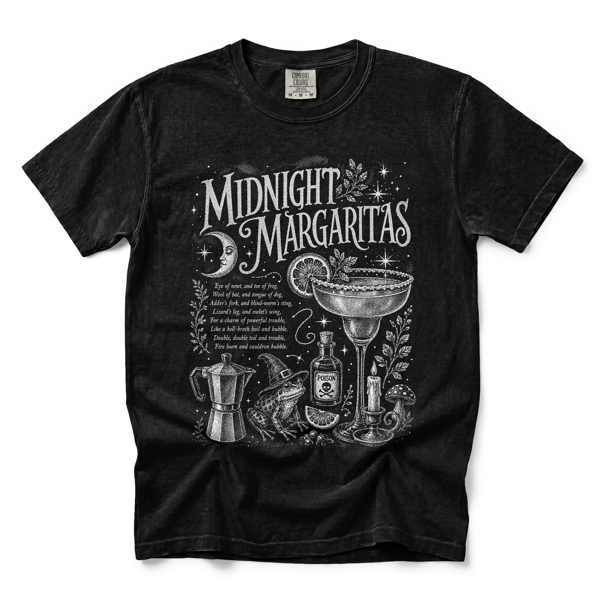 Midnight Margaritas graphic on Comfort Colors 1717 in Black