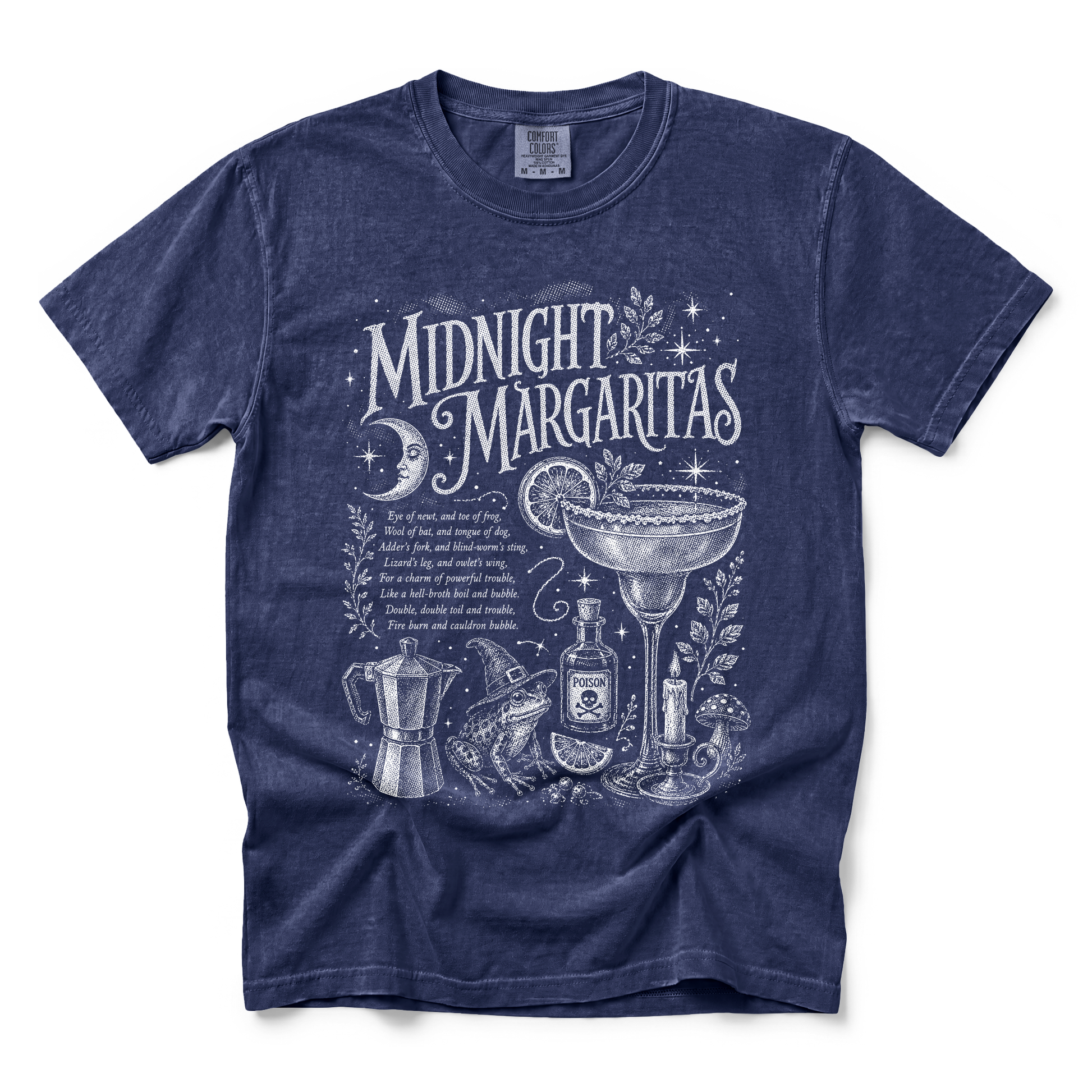 Midnight Margaritas graphic on Comfort Colors 1717 in True Navy