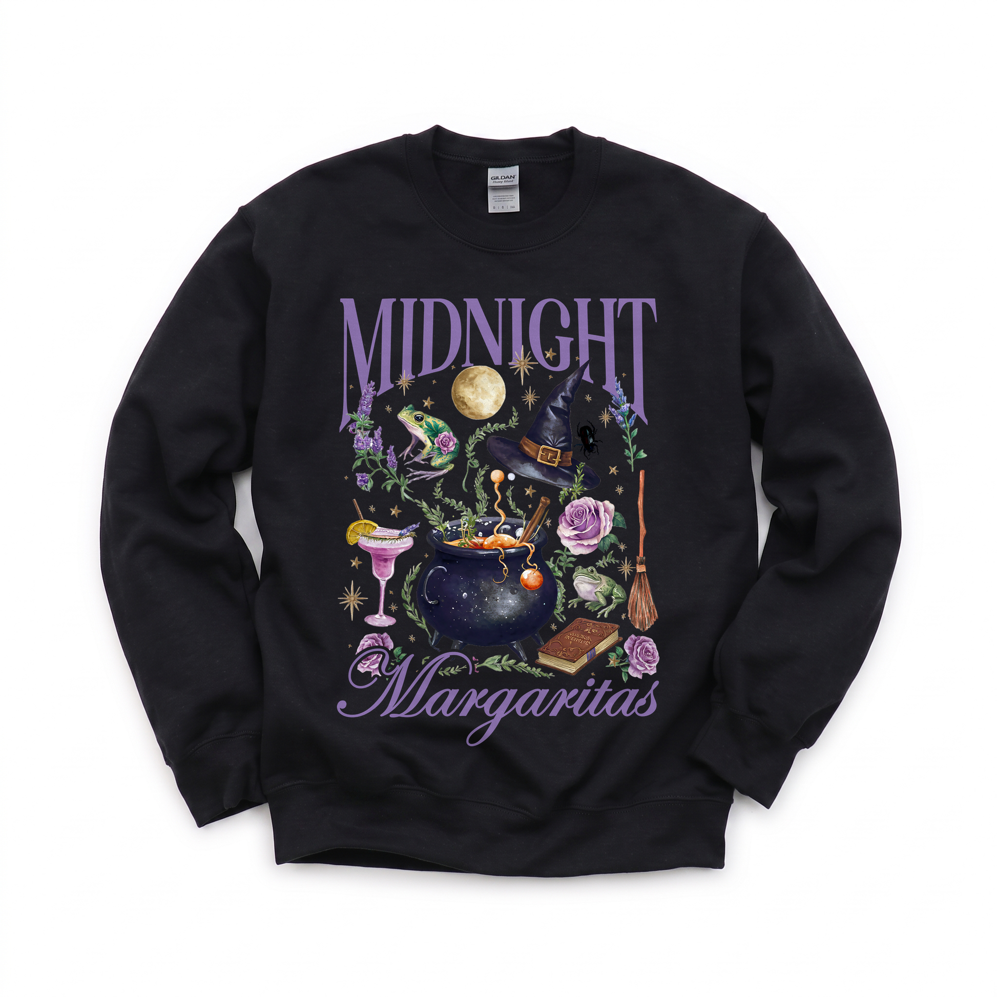 Midnight Margaritas graphic on Gildan 18000 in Black