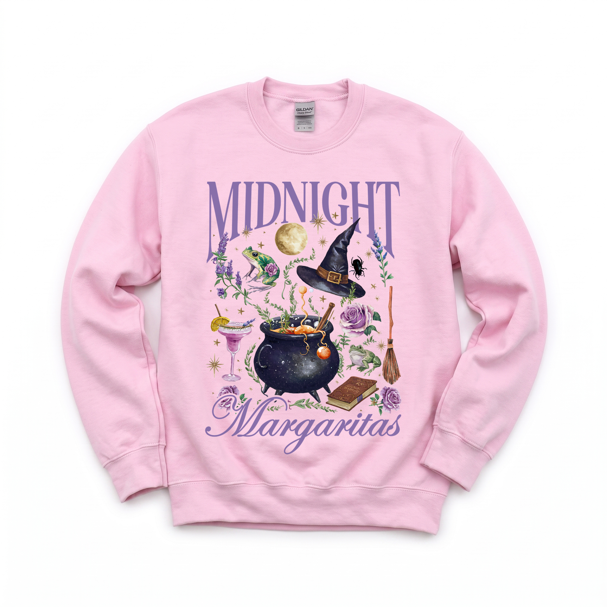Midnight Margaritas graphic on Gildan 18000 in Light Pink