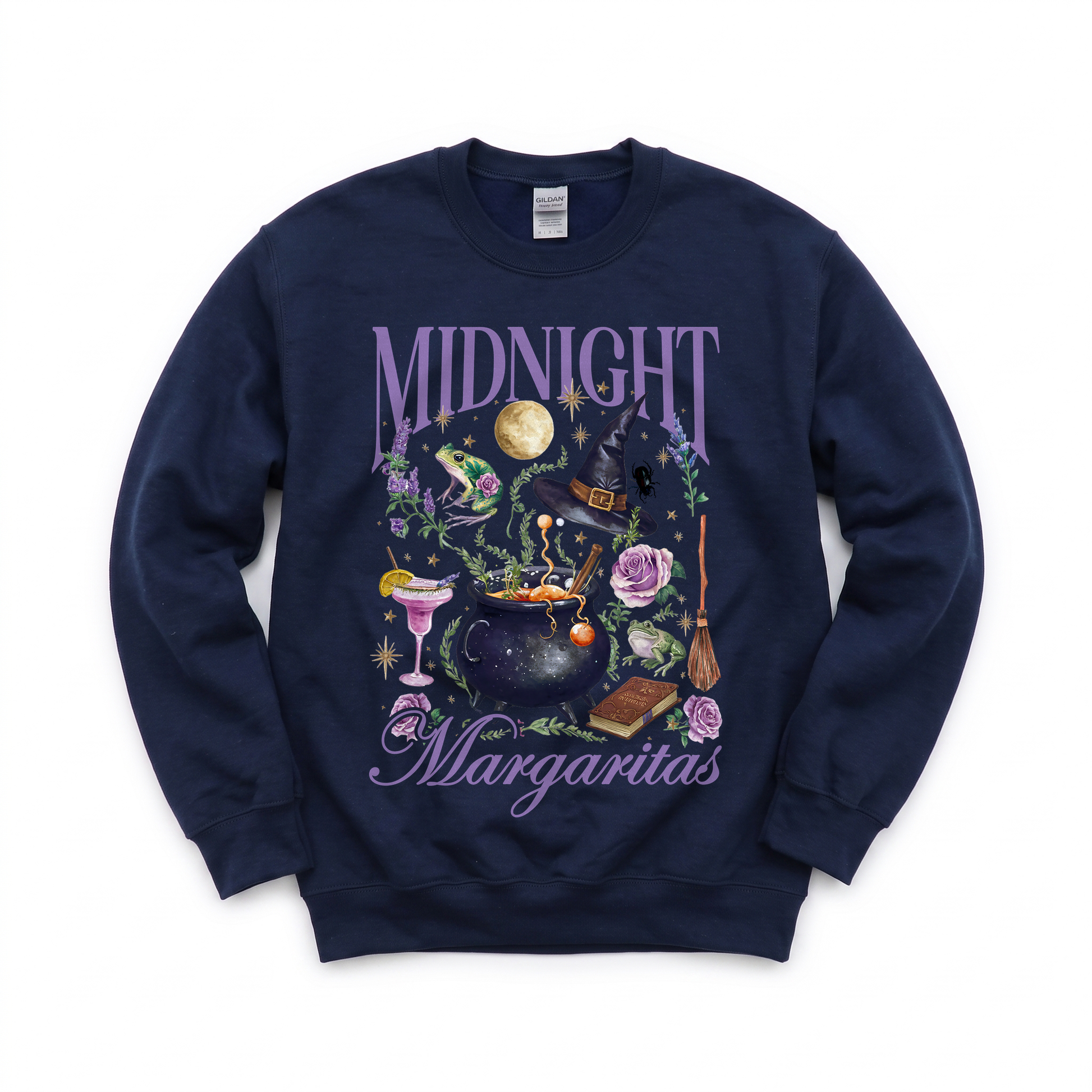 Midnight Margaritas graphic on Gildan 18000 in Navy
