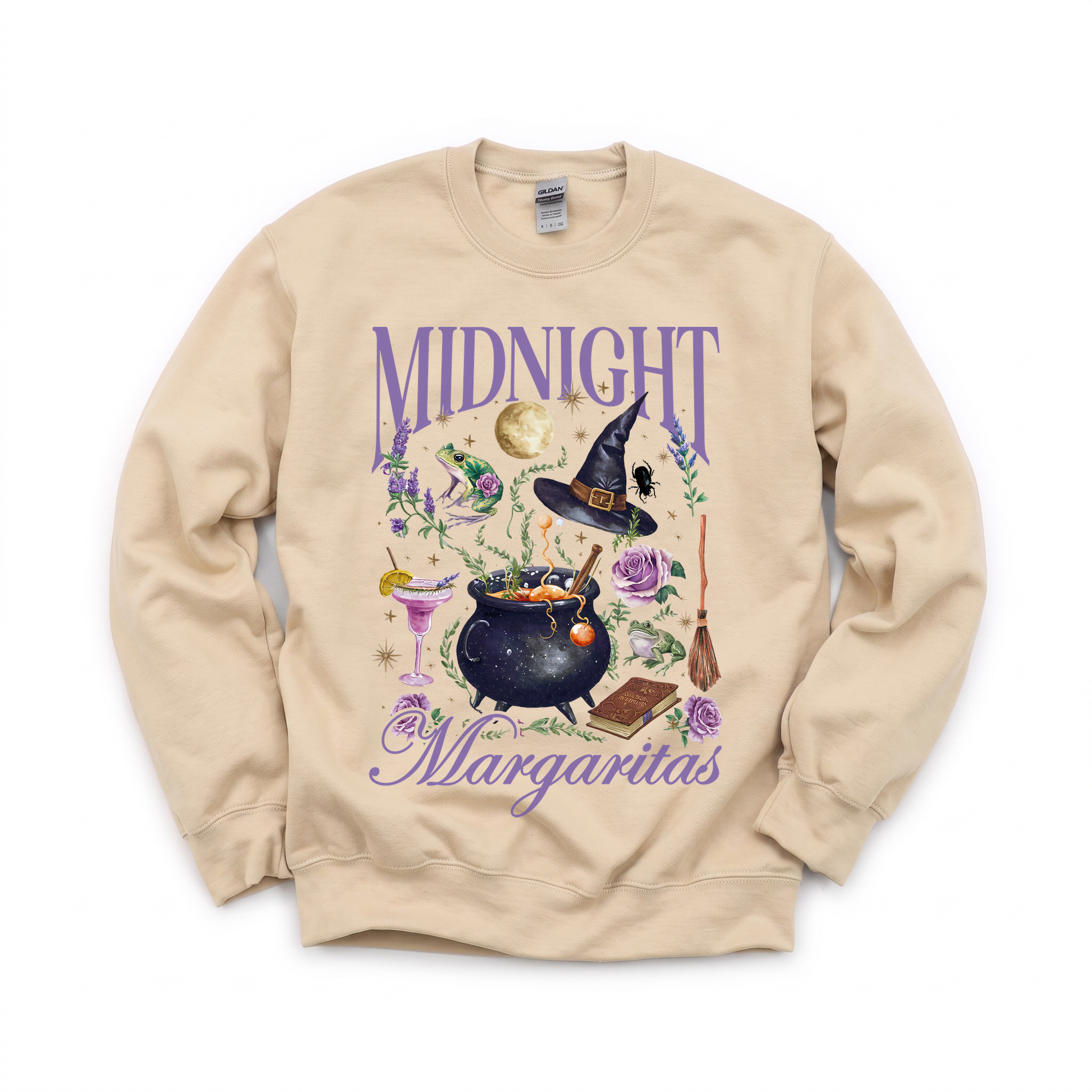 Midnight Margaritas graphic on Gildan 18000 in Sand