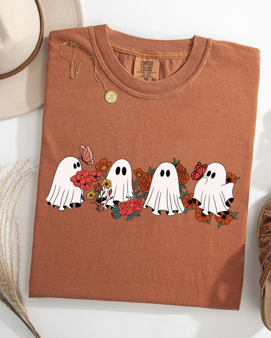 Mini Halloween Ghosts, Cute, Floral, Flowers, Autumn, Fall Shirt