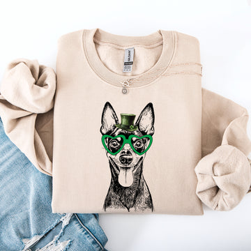 Miniature Pinscher, Min Pin, Adorable Dog, St Patrick's Day, Lucky, Irish Sweatshirt