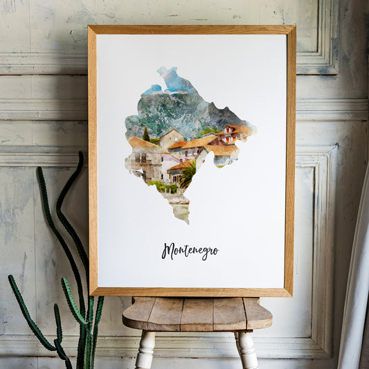 Montenegro Watercolor Map