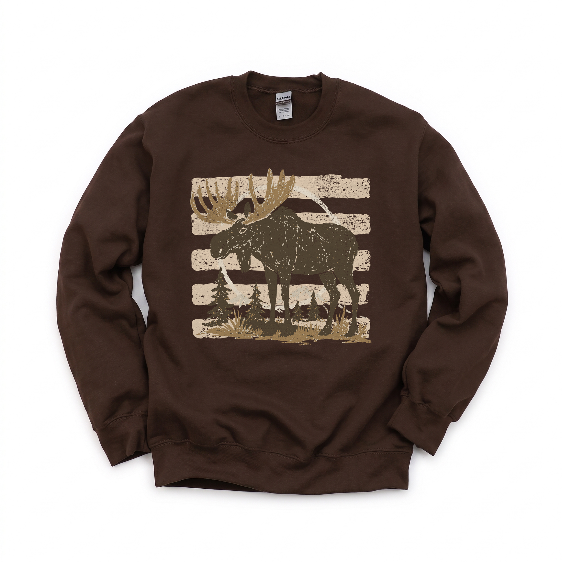 Moose graphic on Gildan 18000 in Dark Chocolate